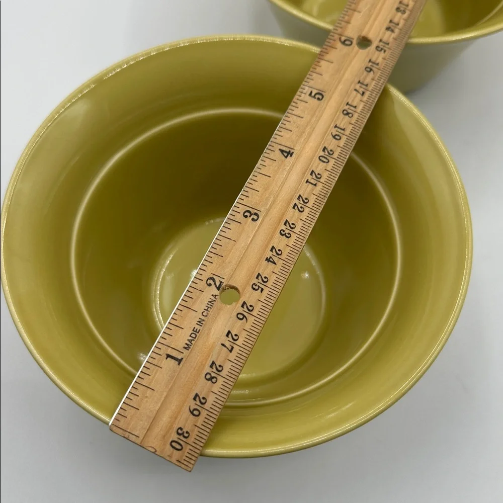2 Crate & Barrel Harris Gold- Green Deep Bowls. NWT